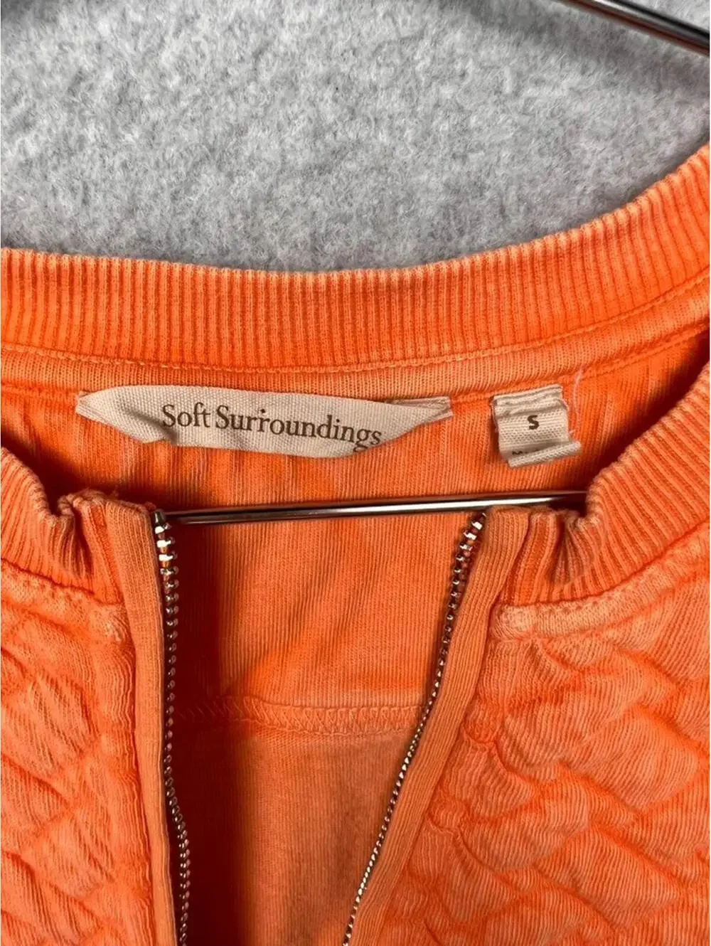 Soft Surroundings Womens S Orange Quilted 1/4 Zip Tunic Boho Coastal Resort Top